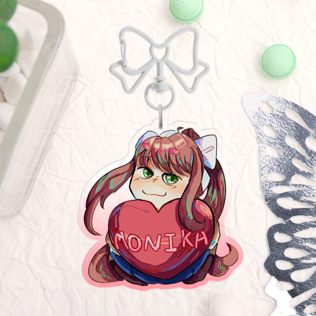 DDLC Monika Heart Acrylic Keychain