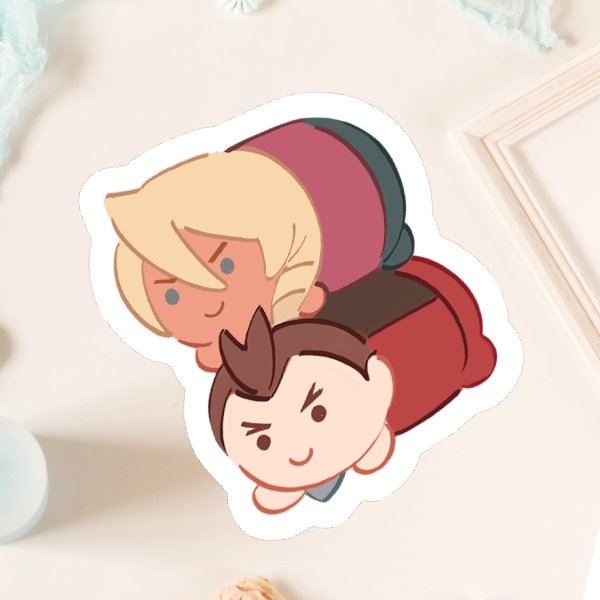 Ace Attorney/ Apollo & Klavier Mochi Die Cut Sticker