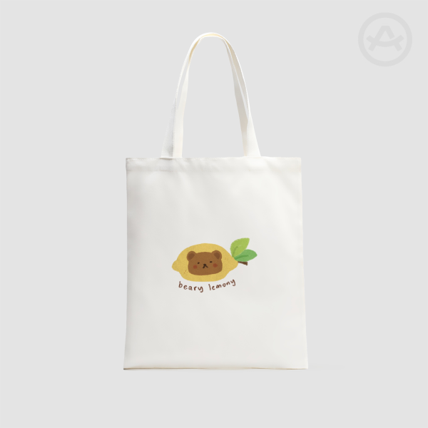 Lemon Bear Canvas Tote Bag