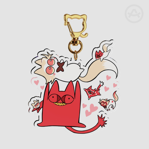 Run! Cat Family Keychain