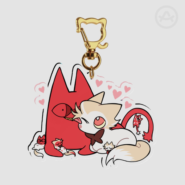 Licking Cat Family Keychain
