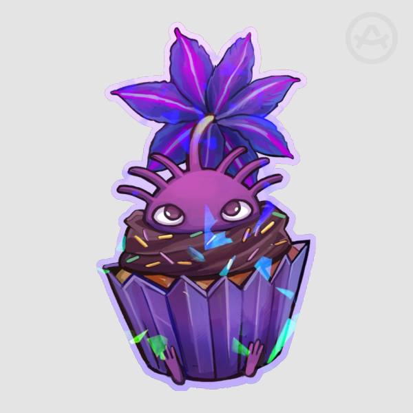 Purple Pikmin Cupcake Sticker