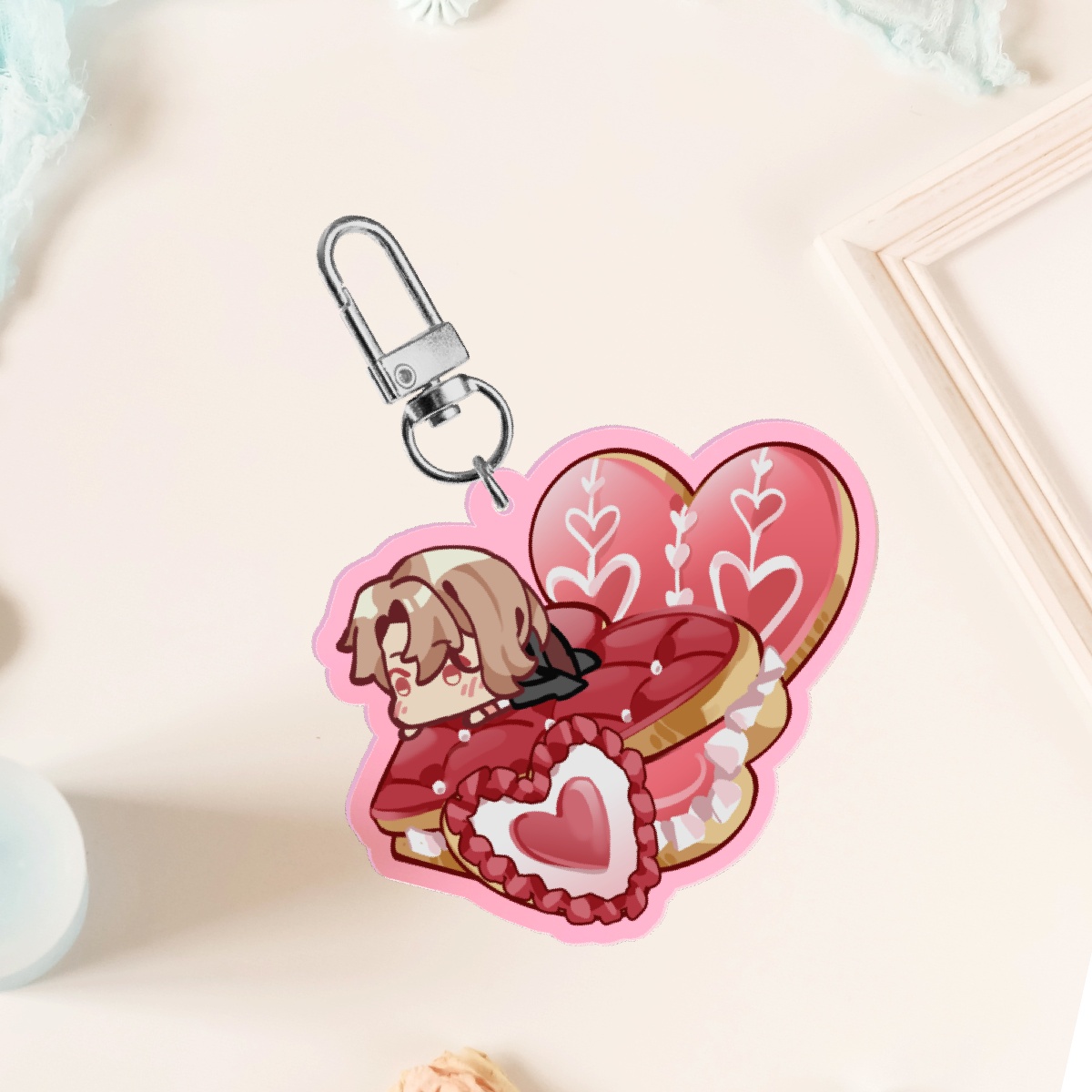 Asmodeus Gingerbread Heart Cookies Acrylic Keychain