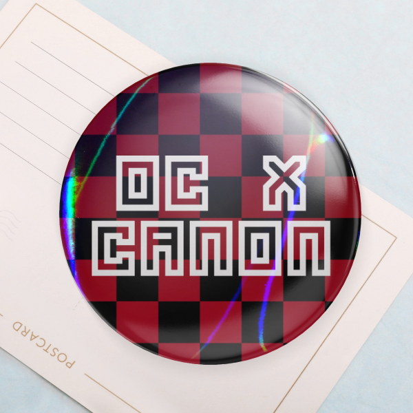 Red Checkered OC x Canon Button Pin