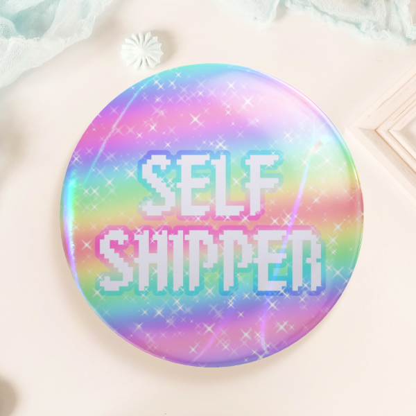 Pastel Rainbow Selfship Button Pin