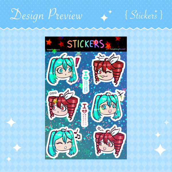 Miku & Teto Chibi Sticker Sheet