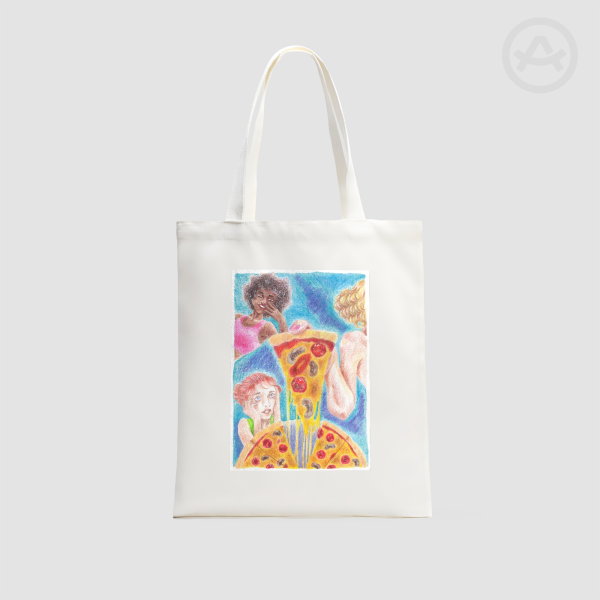 Pizza Horizontal Part-print Canvas Tote Bags - 13.7″x15.7″(35x40cm)