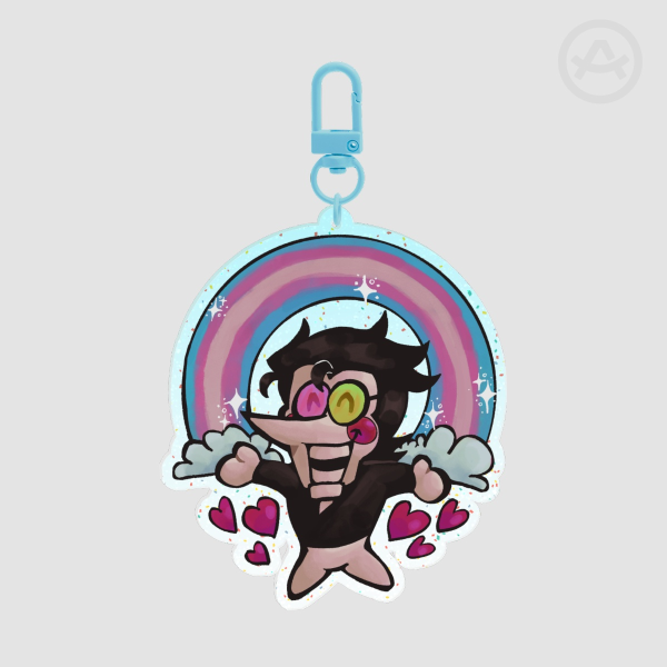 Trans Spamton Deltarune Glitter Pride Keychain