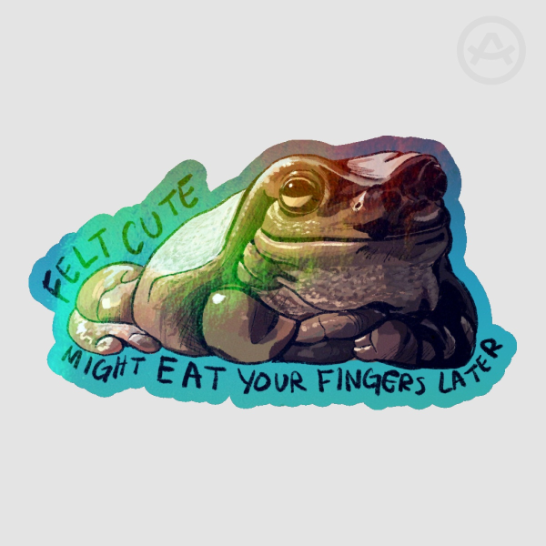 Cute but Violent Frog Colored Edge Die Cut Sticker