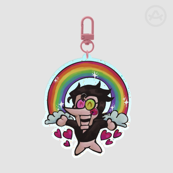 Rainbow Spamton Deltarune Glitter Pride Keychain