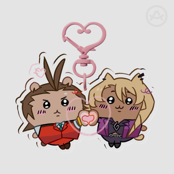 KLAVIER GAVIN, APOLLO JUSTICE, Ace Attorney Fanart Acrylic HEART Keychain Cute