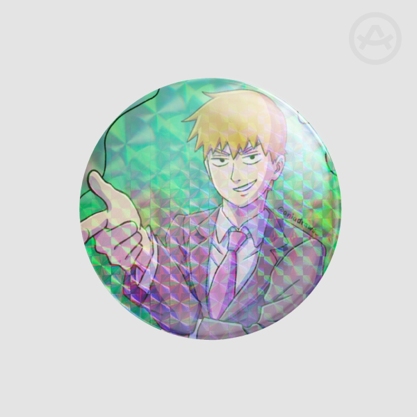 Reigen Holo Checkered Badge (Button Pin)
