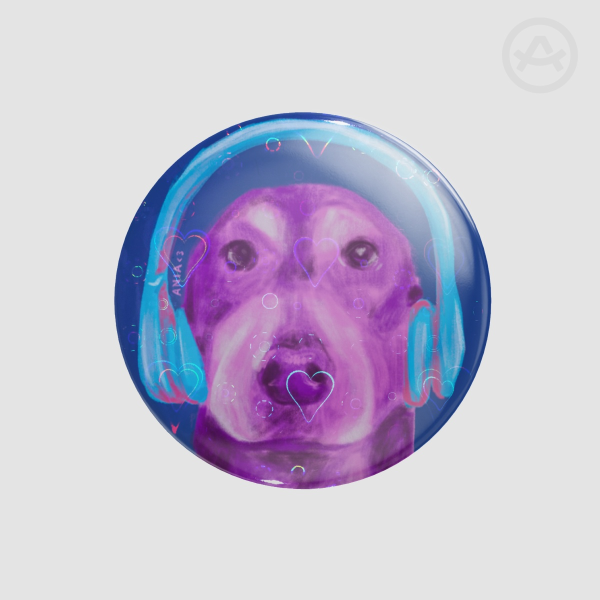 Music Dog Badge (Button Pin)