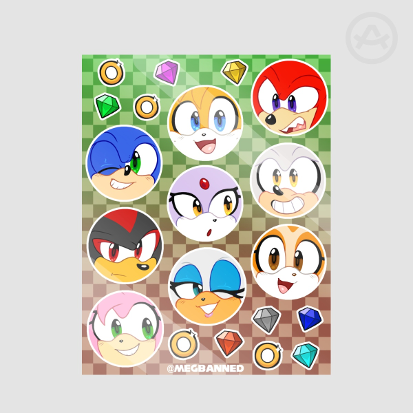 Sonic Round Stickers Sheet