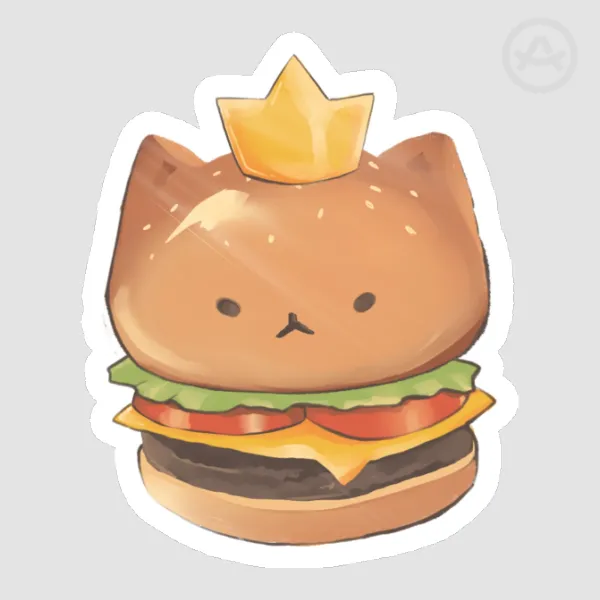 Cat Burger Sticker 2”