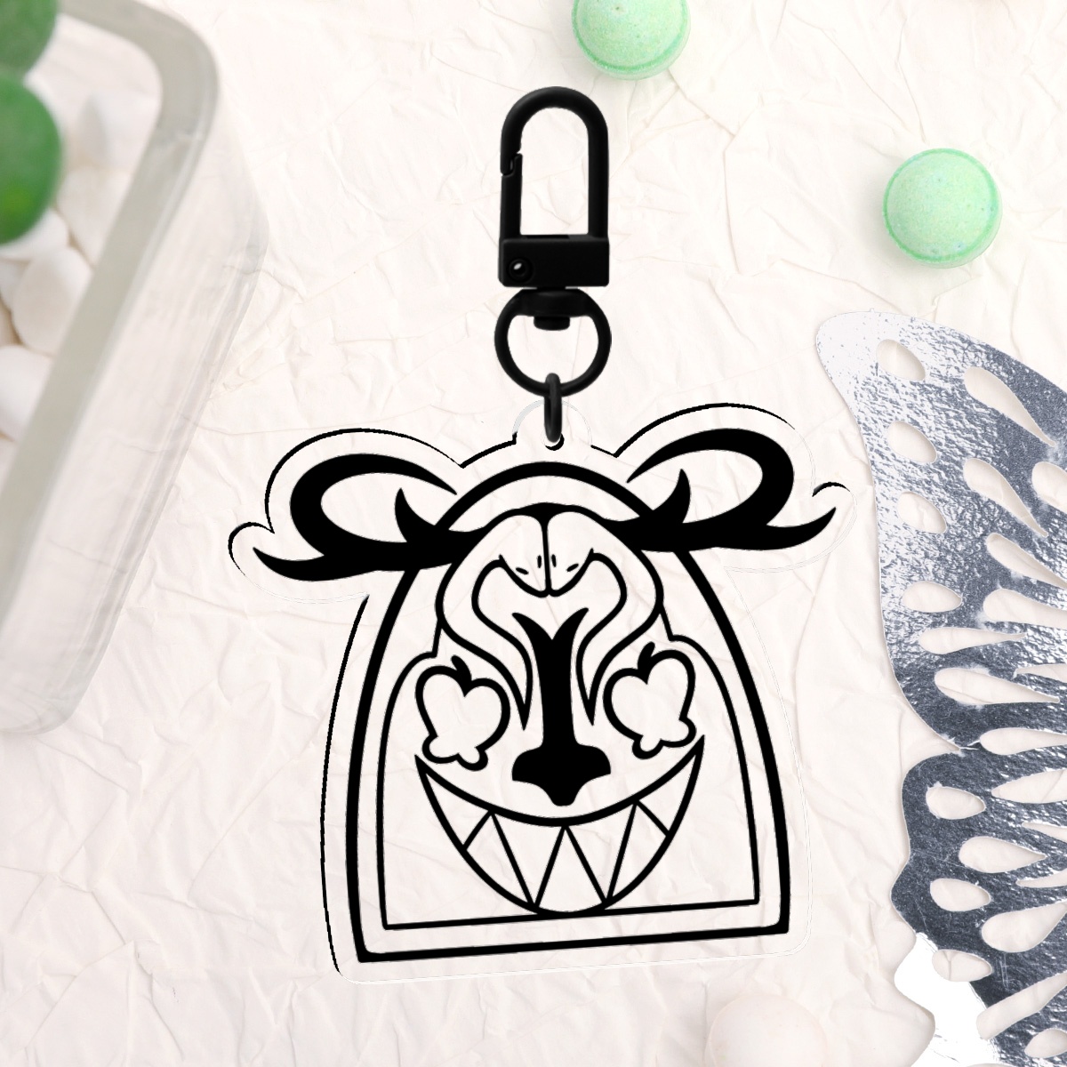 Black RadioApple Logo Keychain