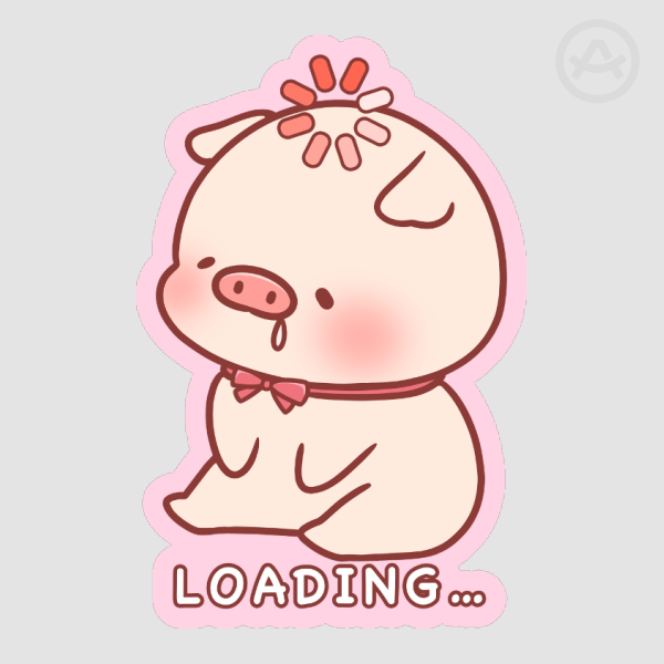 Chimi Pig Loading Bufferinng Colored Edge Die Cut Stickers