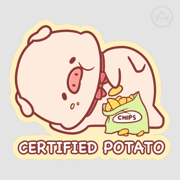 Chimi Pig Potato Clear Colored Edge Die Cut Stickers