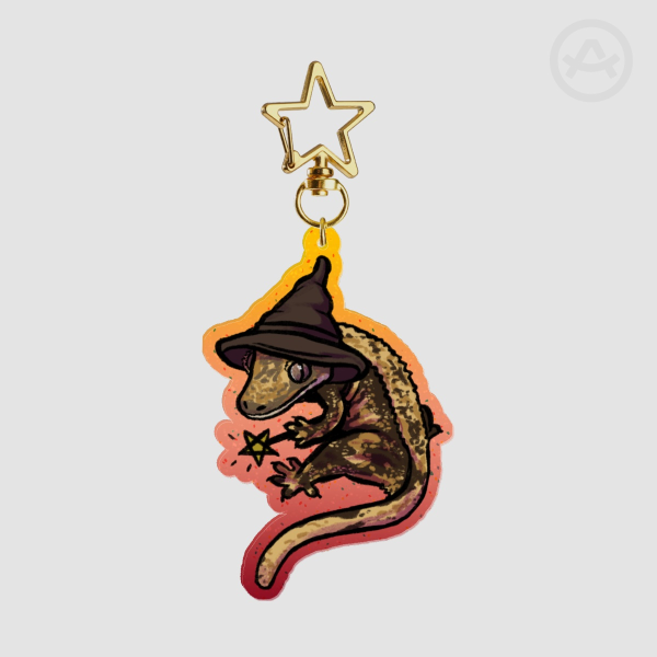 Wizard Lizard Glitter Acrylic Keychain