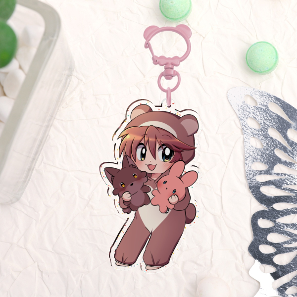 Teddy Kigurumi Glitter Keychain