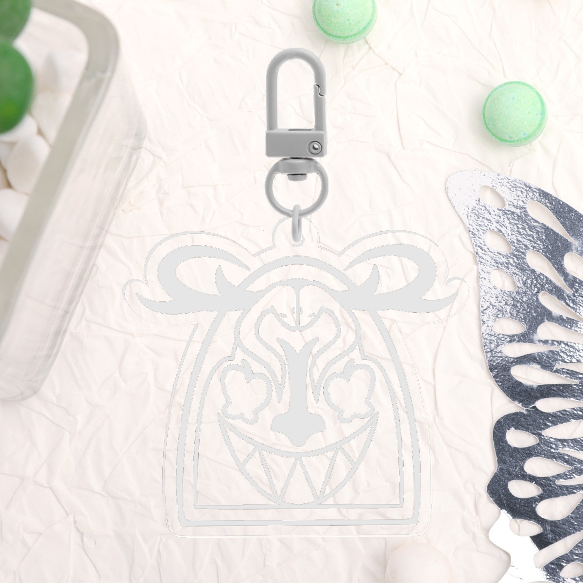 White RadioApple Logo Keychain