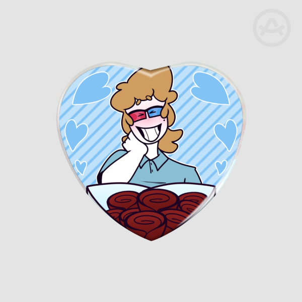 Aw, Thanks dude! - Heart Shape Holographic Pin (Spooky Month)