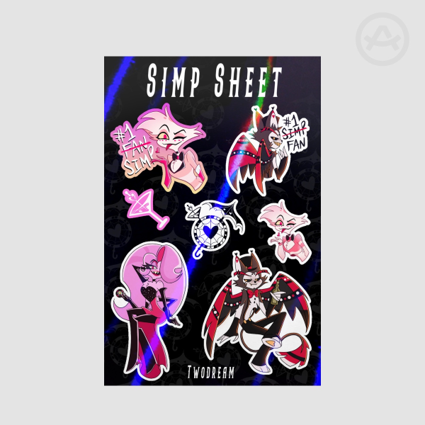 Angel & Husk Simp Sticker Sheet - Holo