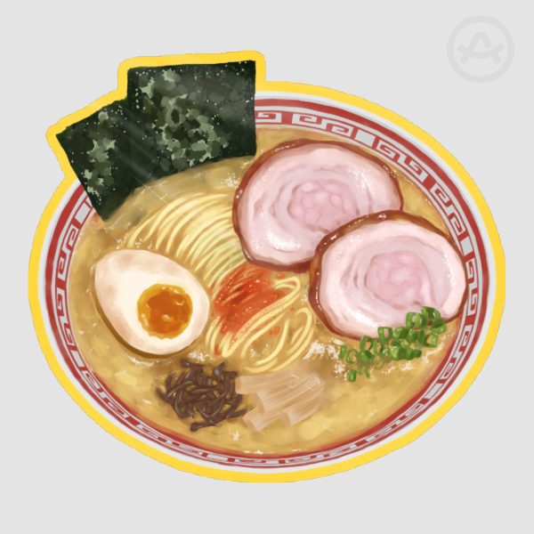 Tonkotsu Ramen Colored Edge Die Cut Stickers