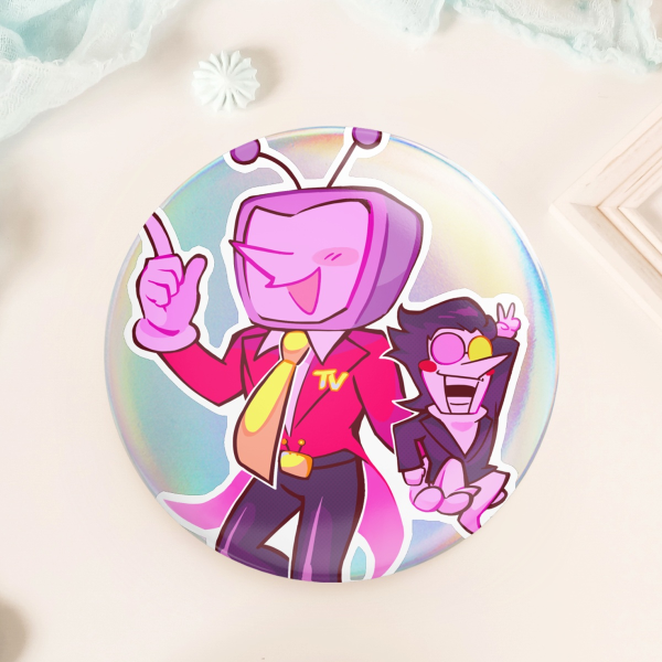 Tenna & Spamton Holo Badge/Pin (Deltarune/Spamtenna)