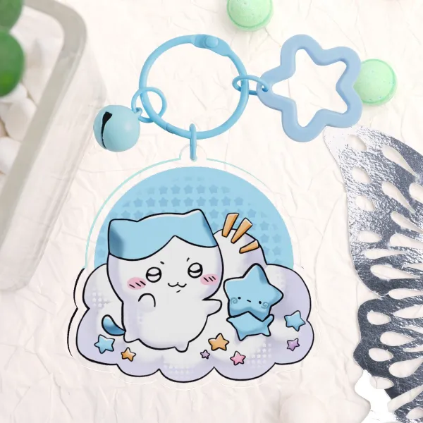 Cute Blue Cat + Blu the Starbab Acrylic Keychain