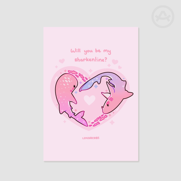 Sharkentine Poster - Valentines day card