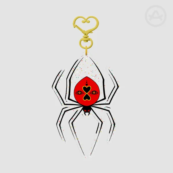 Welcome Home Red Widow watcher Spider Glitter Acrylic Keychain