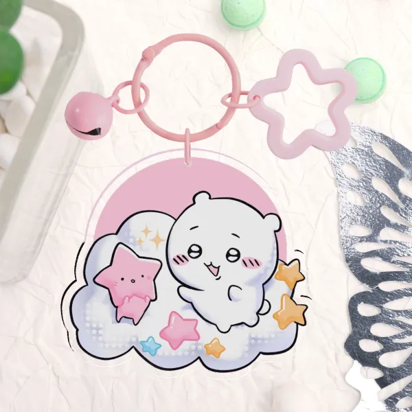 Cute Hamster + Bibi the starbab Acrylic Keychain