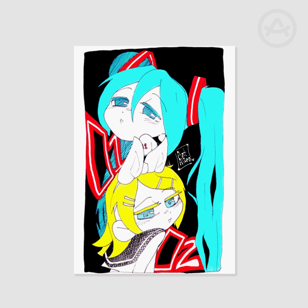 Miku and Rin big head Poster#1