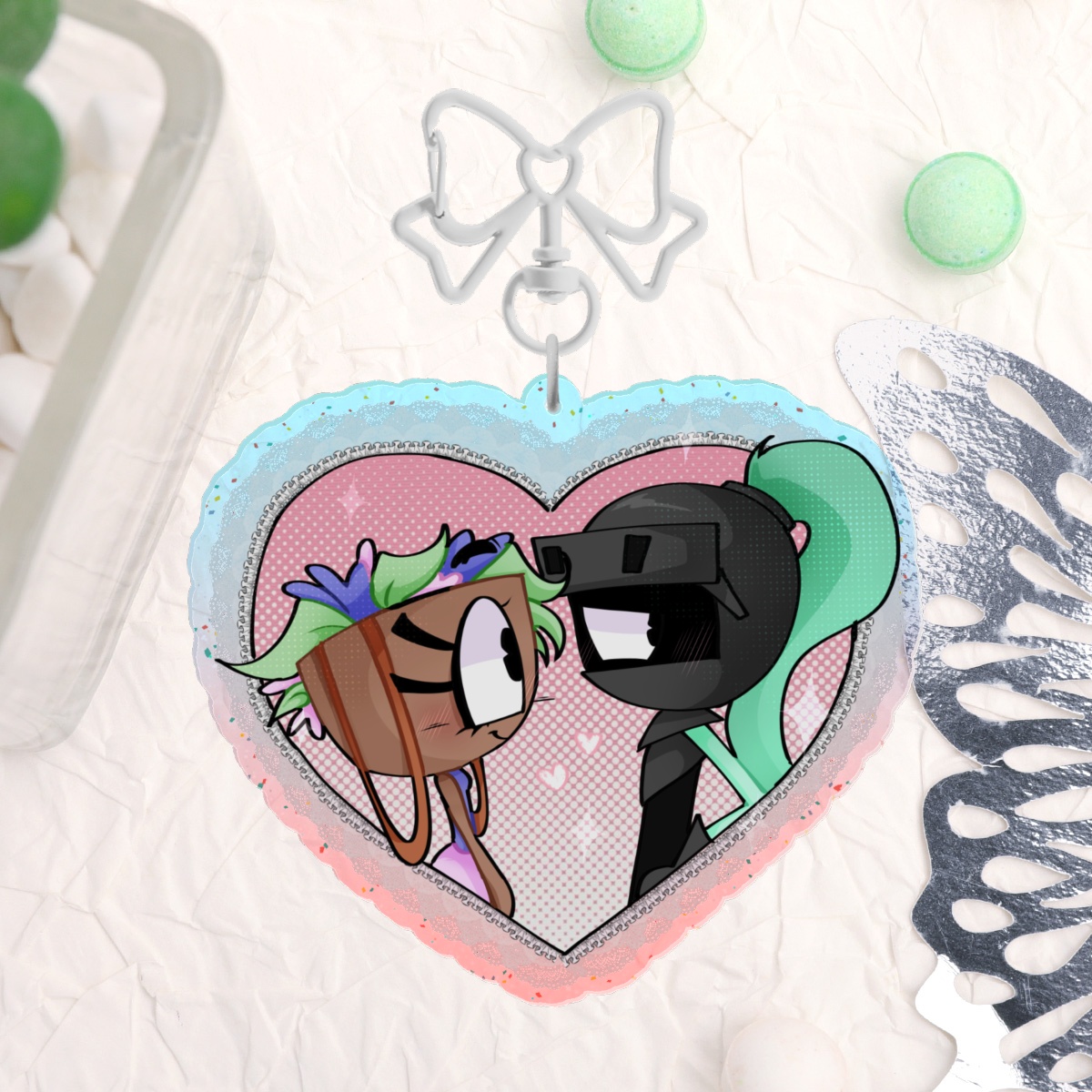 Bassie x soulvester Glitter Acrylic Keychain for valentine by