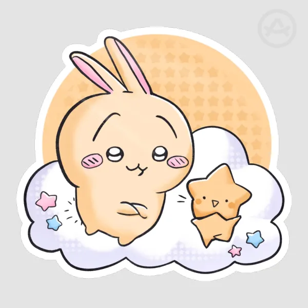 Tuff Yellow Bunny + Happy Sticker