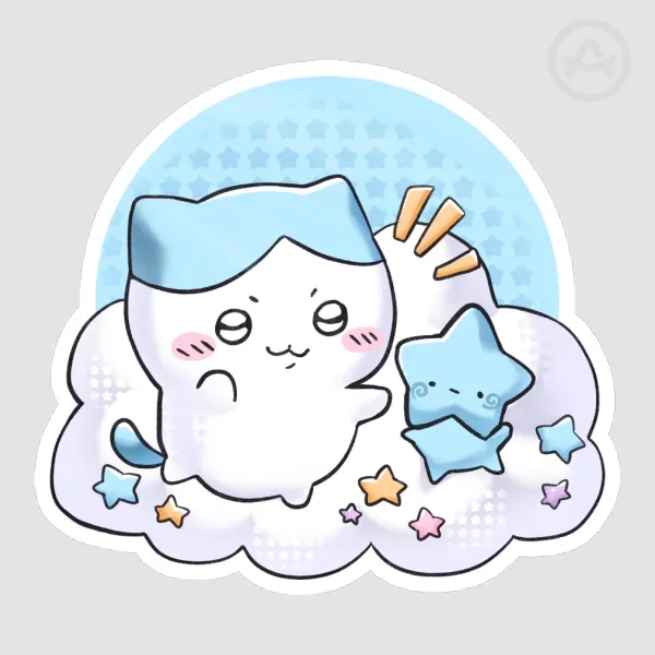 Cute Blue Cat + Blu Sticker