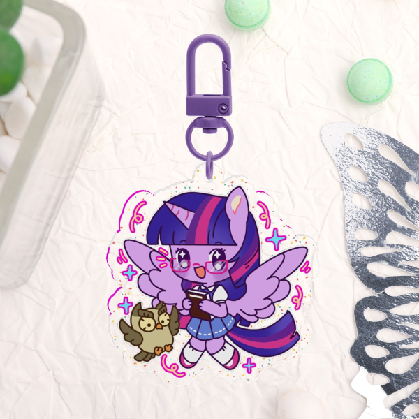 MLP Twilight Sparkle Glitter Acrylic 5cm Keychains