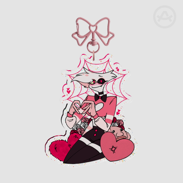 Hazbin Hotel Angel Dust Valentines Day Glitter Acrylic Keychain