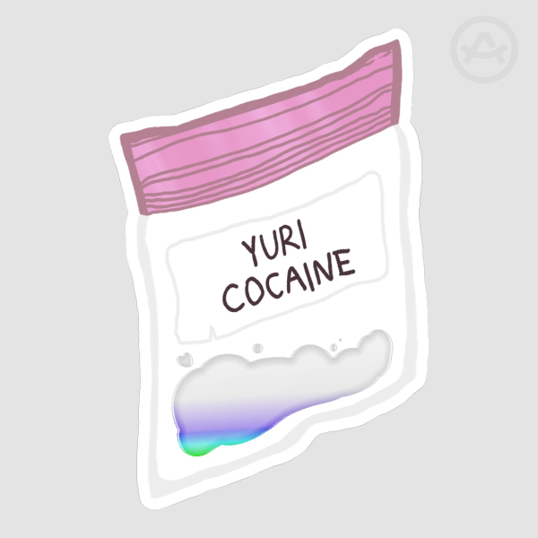 yuri cocaine holo foil sticker