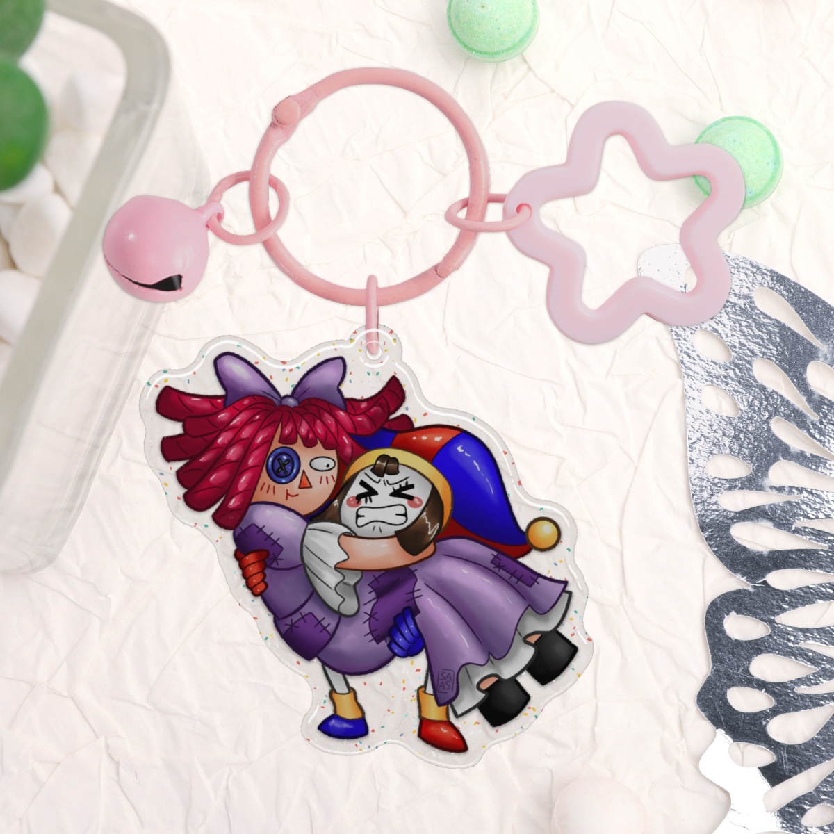 [ The Amazing Digital Circus ] Ragapom (Ragatha x Pomni) TADC - Epoxy Glitter Acrylic Keychains