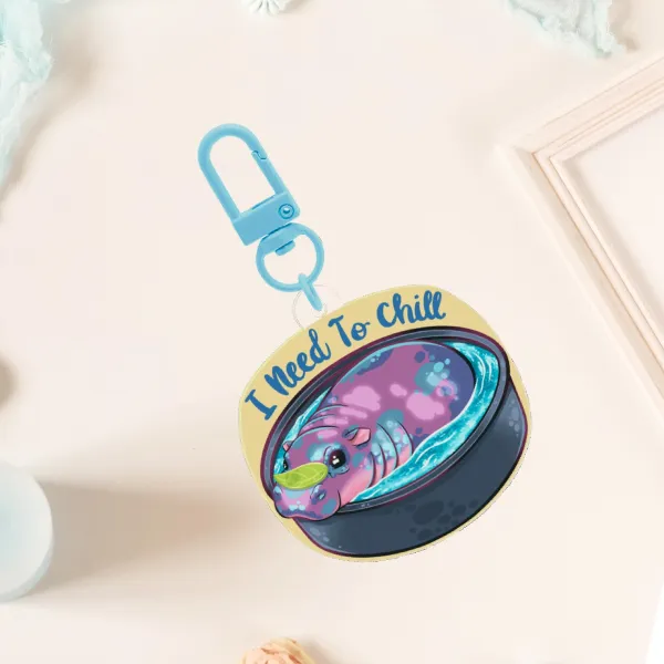 Acrylic Keychain - Baby Hippo Chill