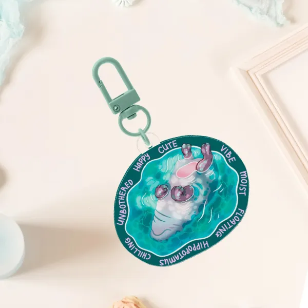 Acrylic Keychain - Baby Hippo Floating