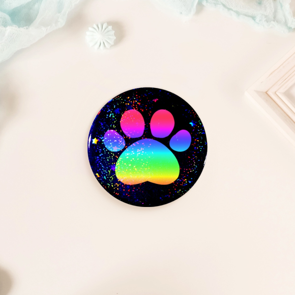 Rainbow Paw Button Pin