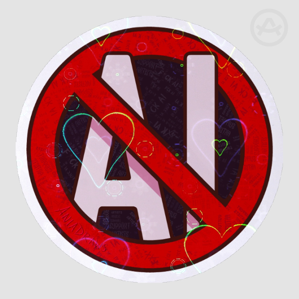 Anti-Ai Holo Heart Firework Sticker