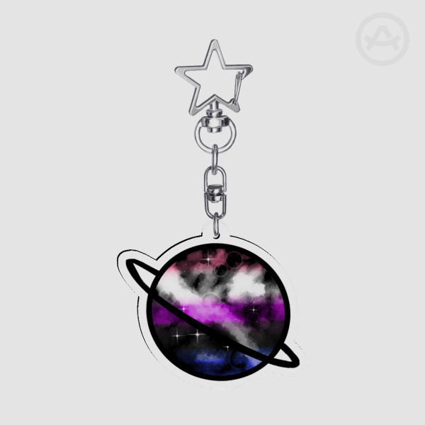 Genderfluid Pride Galaxy Planet Acrylic Keychains