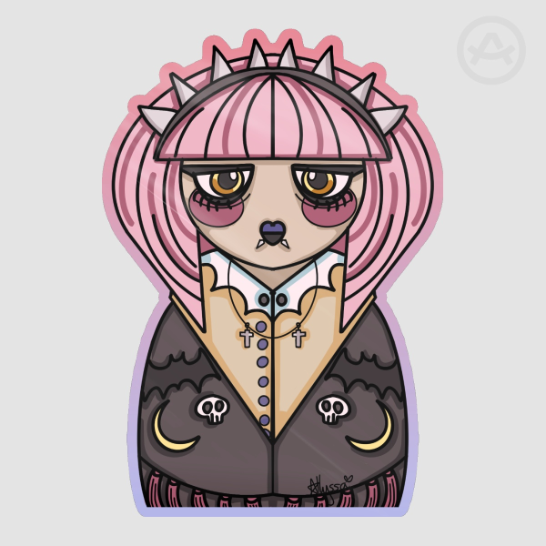 Colored Edge Goth doll Die Cut Stickers