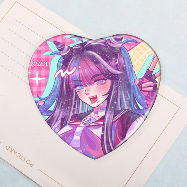 Ibuki Mioda Heart Shape Holographic Badge