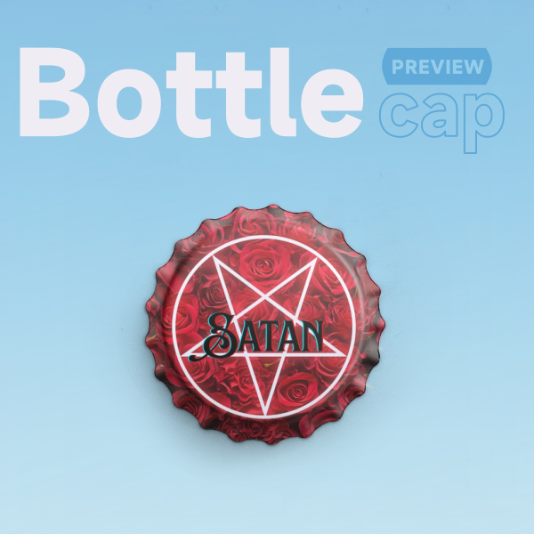 Satan Pentagram Bottle Cap Badge