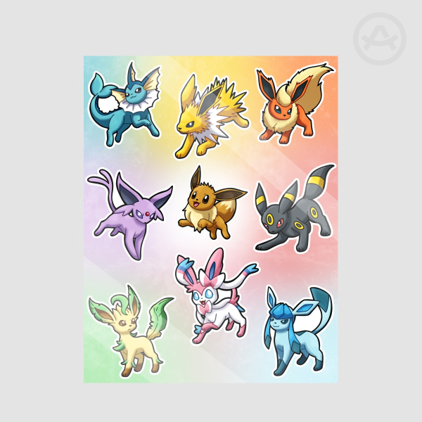 Eeveelutions Sticker Sheet